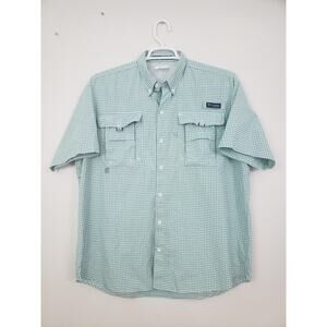 (JU) Columbia PFG Men's Shirt Size L Vented Fishing Relaxed Green Check Hunted